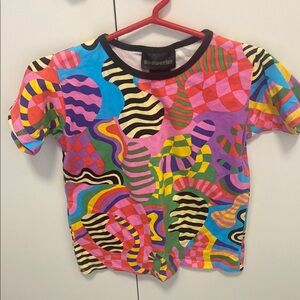 Nooworks Pink and Blue Short Sleeve Tee with Eclectic Design